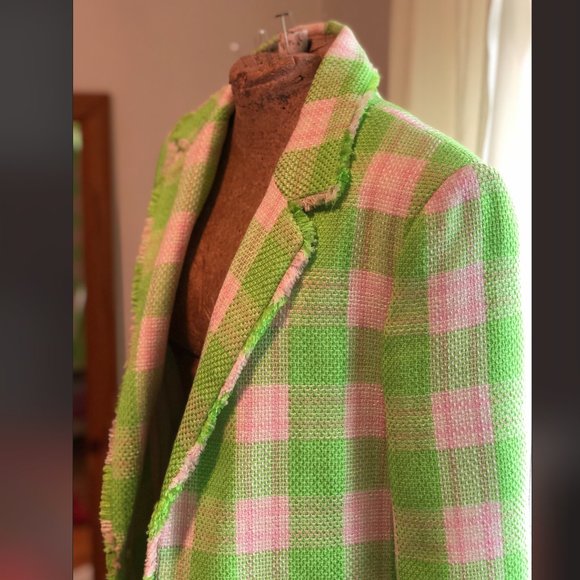 Mango neon tweed checkered blazer - Picture 3 of 11